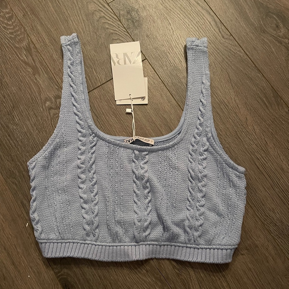 Zara blue knit tank top